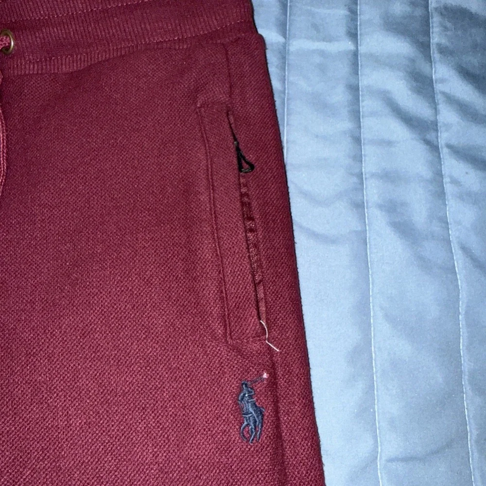 Polo Ralph Lauren Mens Jogger Sweatpants M Burgundy Zip Pocket Fleece